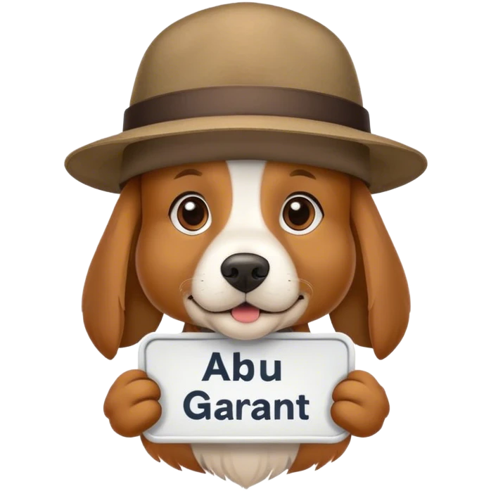 Dog wearing a hodding a name is Abu Garant emoji