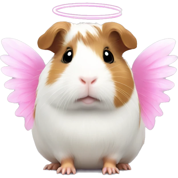 Kawaii Guinea pig with pink angel wings emoji