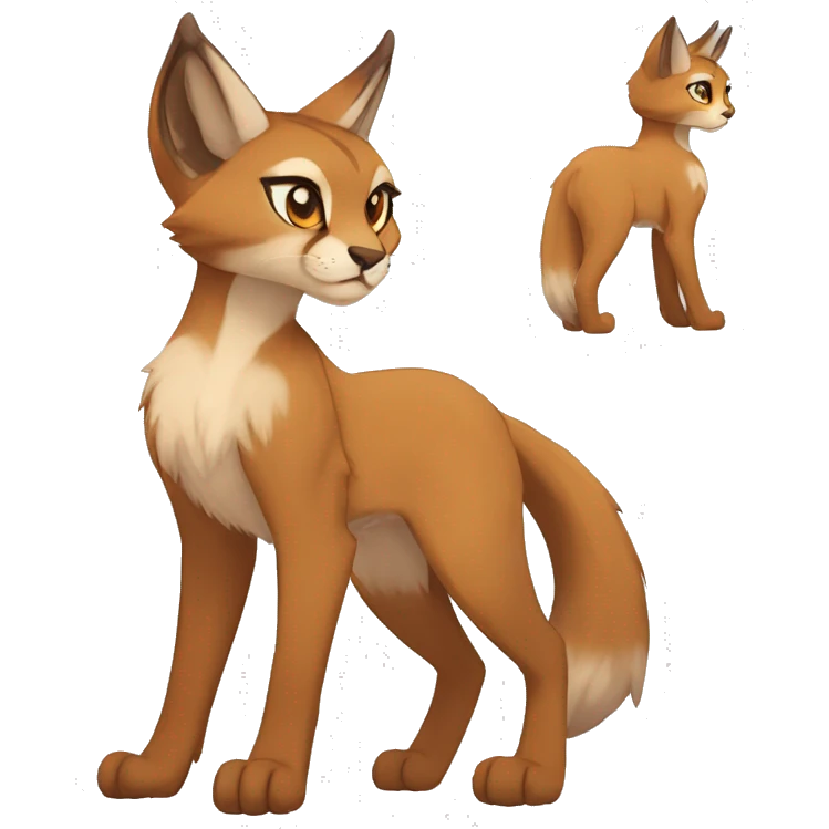 Anthro Beige-Orange-Brown Fur-Sona-Fakemon Lynx-Caracal Full Body emoji