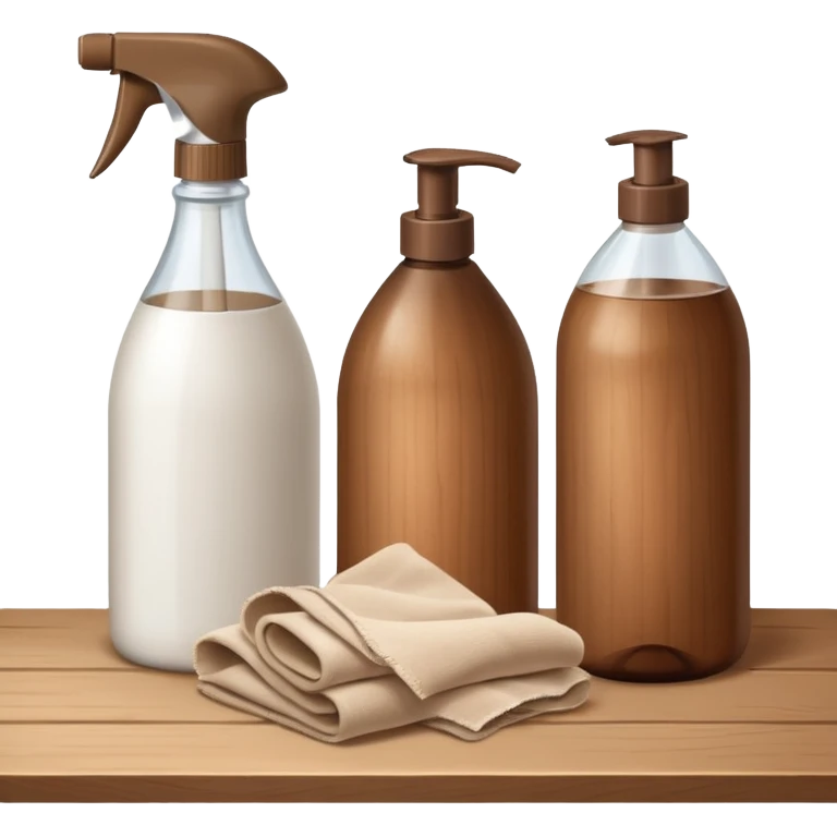 Realistic cleaning essentials with natural color emoji