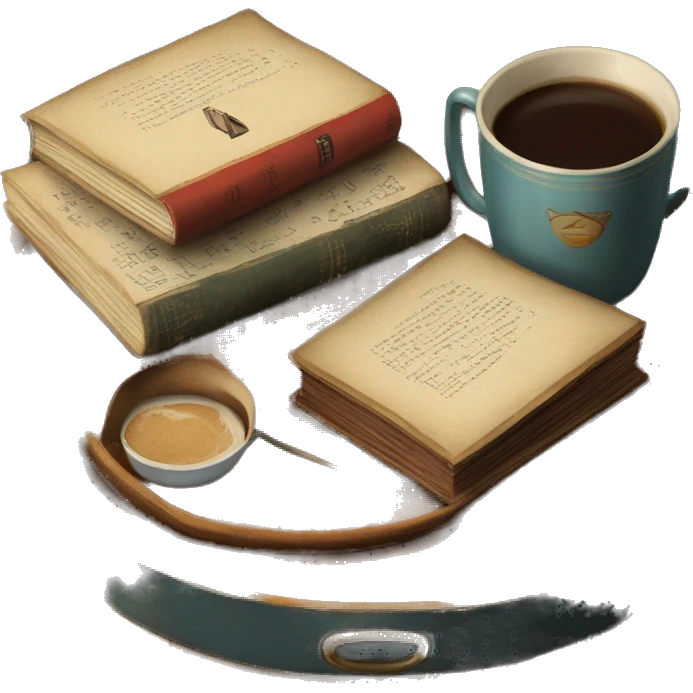 vintage tray with books and coffee  emoji