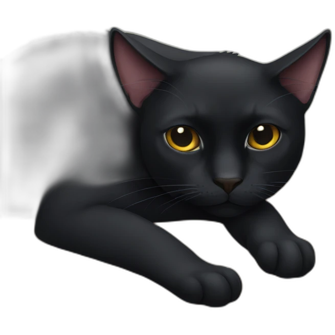 lazy black cat emoji