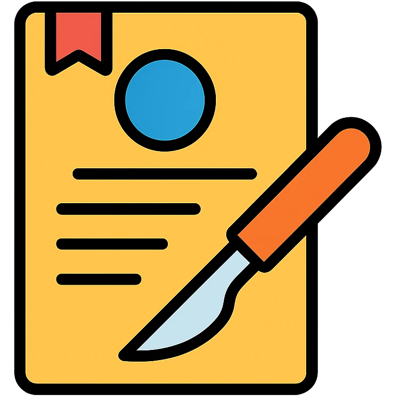 scholarly document with a precise scalpel overlay, technical and professional, evokes academia and rigorous operational definitions emoji