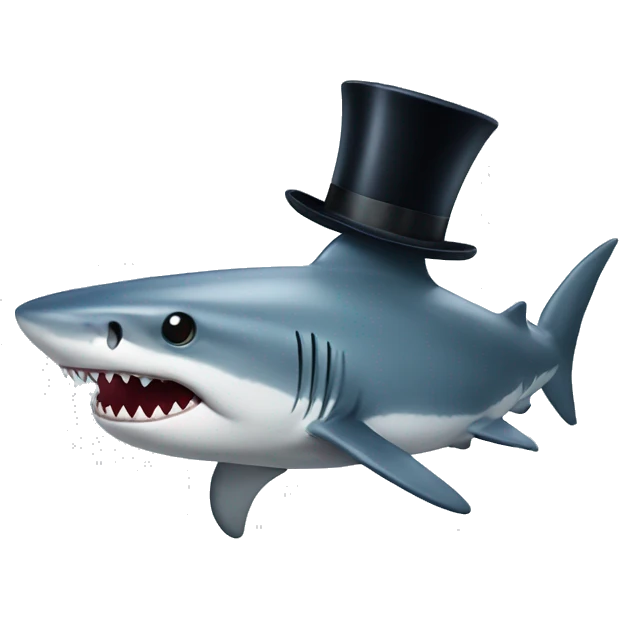 Shark with a top hat emoji
