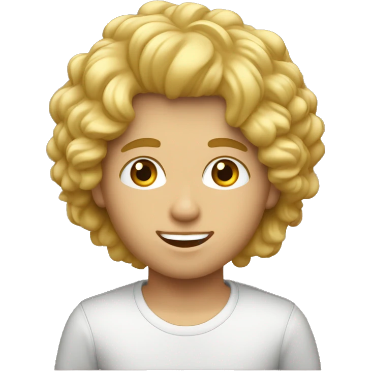 Garçon cheveux bouclée blond avec des yeux marron emoji
