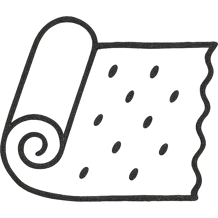 Google Material Design icon for 'Fabrics' with a clean, minimalist, 2D look, featuring a stylized fabric roll or textile pattern emoji