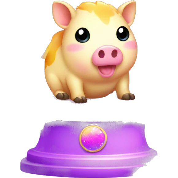Kawaii colorful baby hog in a glitter globe emoji