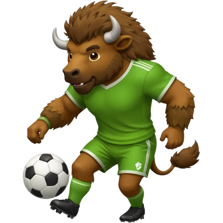 Green bison playing soccer emoji