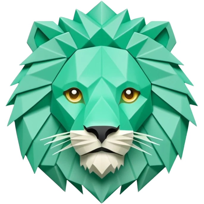 origami lion in color green mint rgb(168, 251, 211) emoji