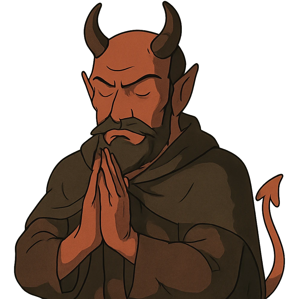 devil making prayer hands emoji