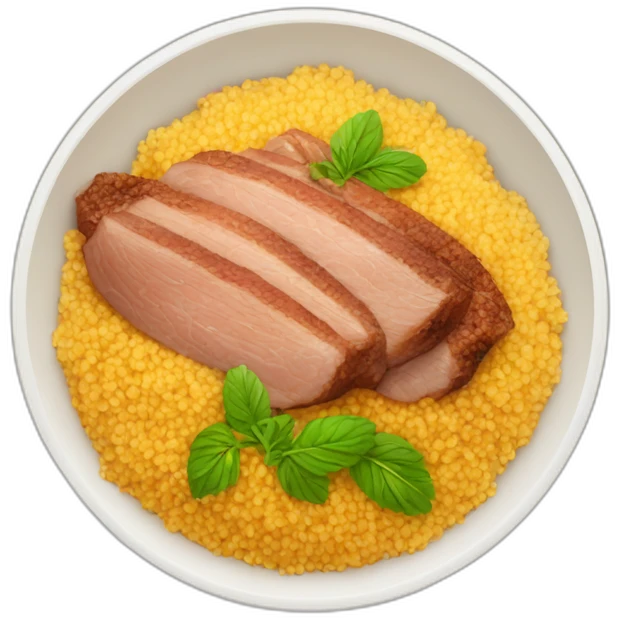 Meal of couscous with meat emoji