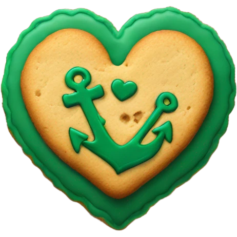 cookie heart with dark green anchor emoji