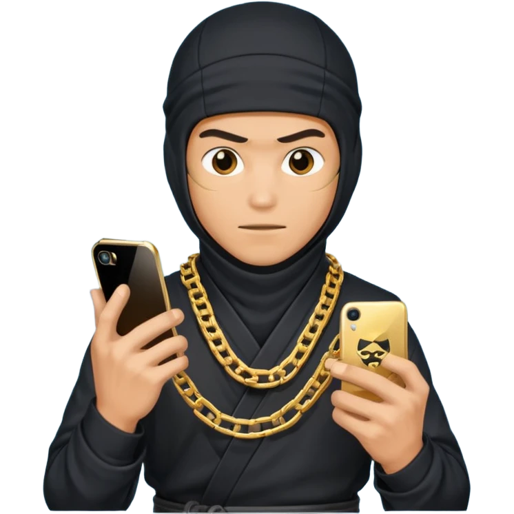 Ninja gold chain on phone emoji