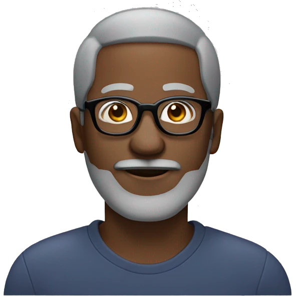 60 year old black man with glasses and a black and gray beard emoji