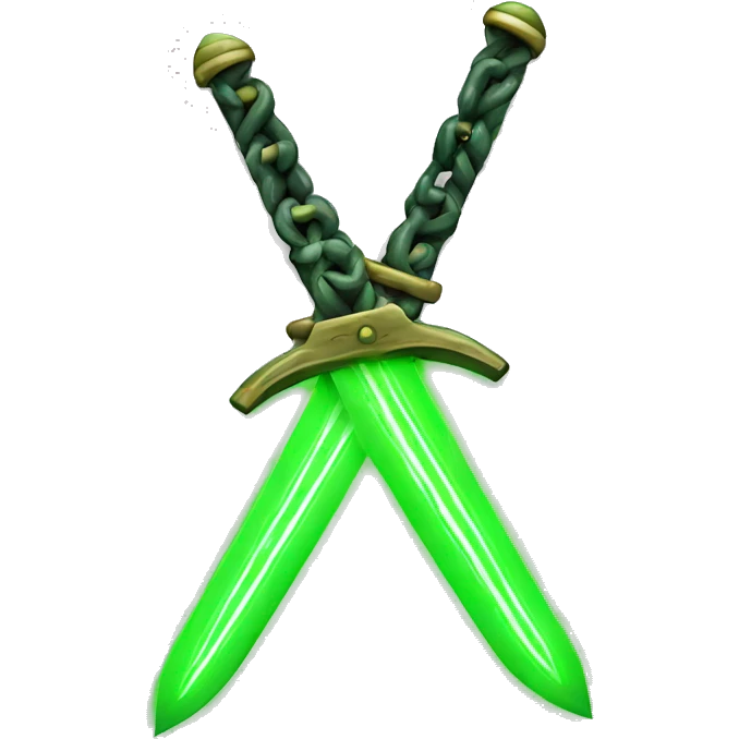 green neon swords attached by chain emoji