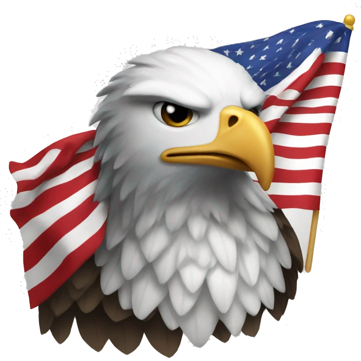 Bald eagle with an American flag cape emoji