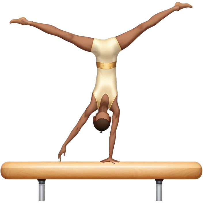 An artistic emoji of a professional sports acrobat performing a stunning balance pose on a narrow beam. The acrobat showcases perfect control, flexibility, and strength, executing an elegant handstand. The background features a bright gymnastics arena with spotlights. emoji