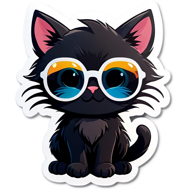 Black kitten with sunglasses  emoji