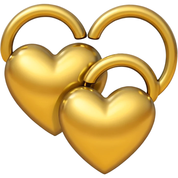 Two yellow gold hearts interlinked, metallic finish emoji