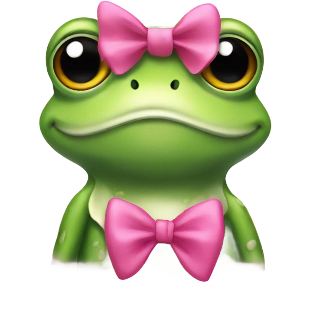 Frog with a pink bow smiling  emoji