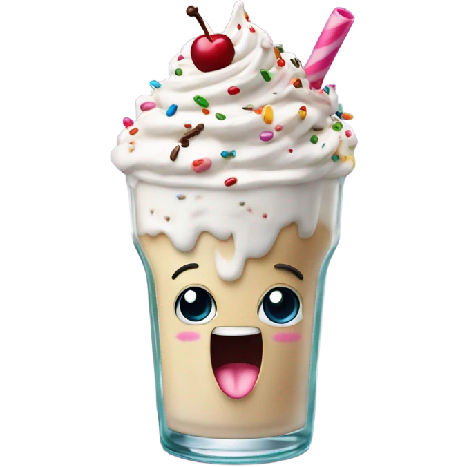 Milkshake with a face emoji