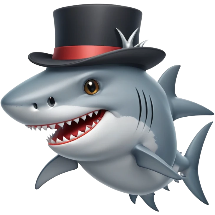 Shark with a top hat emoji