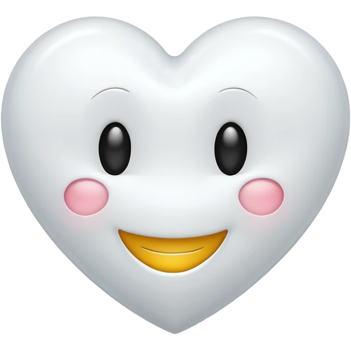 white heart with a smiley face emoji