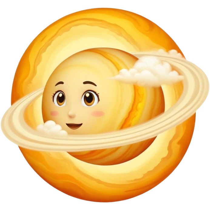 Venus as a circular planet without rings, yellow-orange atmosphere emoji