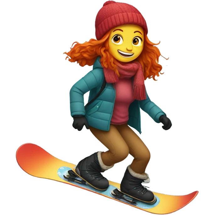 Girl with red hair on snowboard  emoji