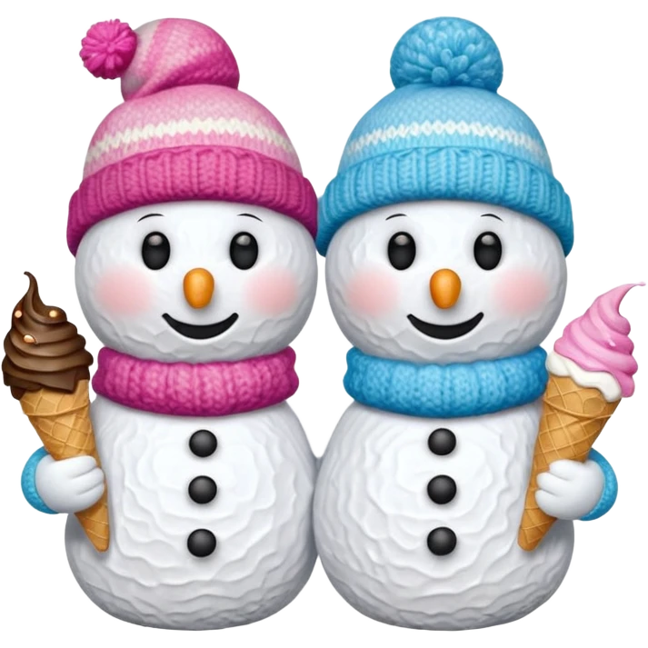 snowmen wearing cap with ice cream emoji