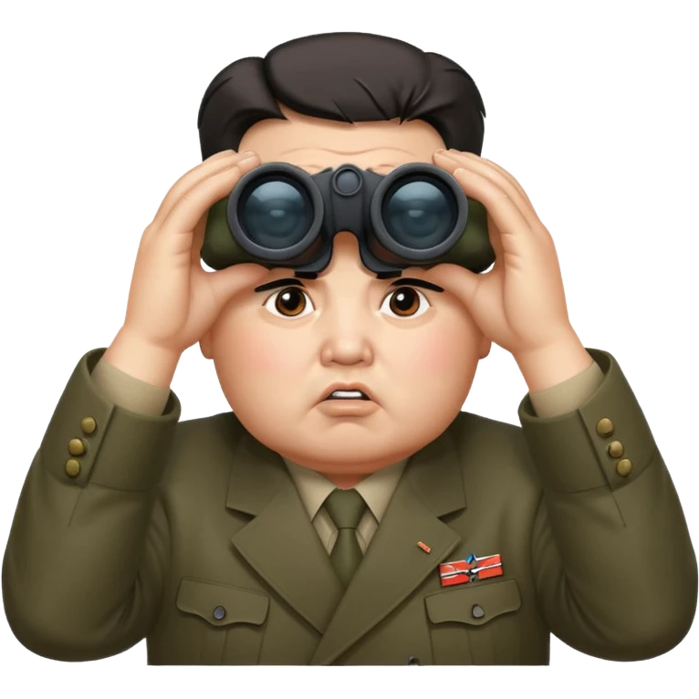 Kim Jong Un staring through binoculars with angry expression  emoji