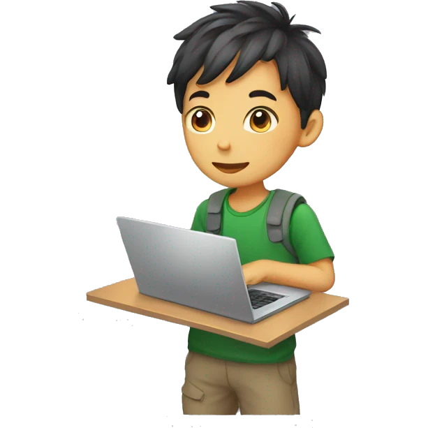 aisan boy with laptop  emoji