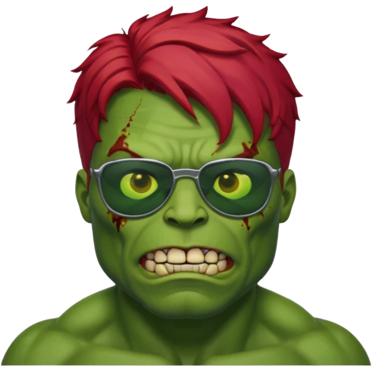 Zombie hulk with red hair and sun glasses emoji
