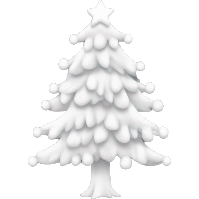 Árbol de Navidad de color blanco con adornos blancos emoji