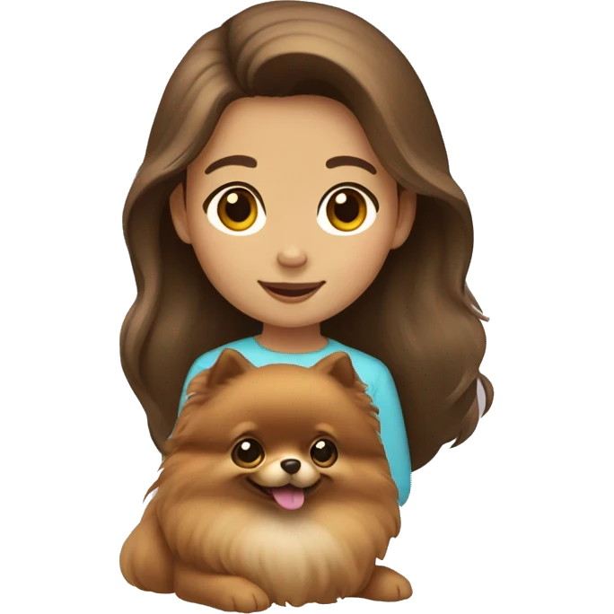 Girl with brown hair and write color  Pomeranian  emoji