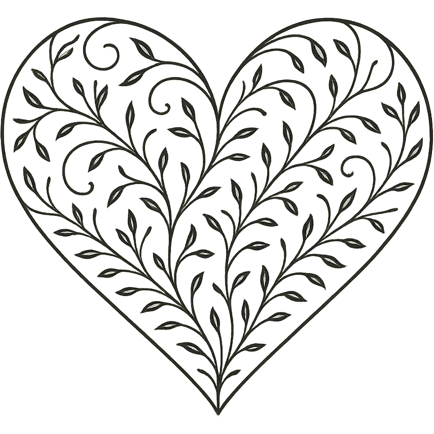 heart with a delicate vine pattern emoji