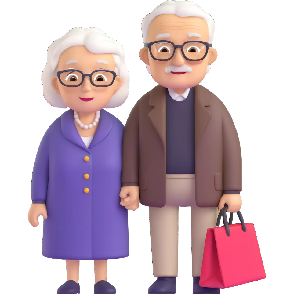 elderly white grandmother and grandfather together emoji