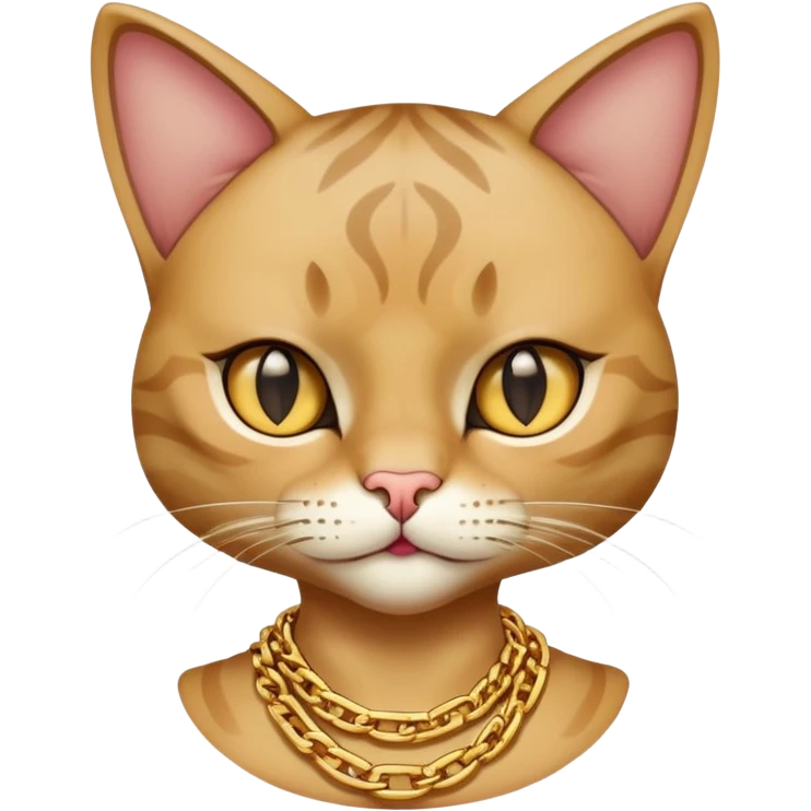 judgy female cat with gold chains, hip-hop style emoji