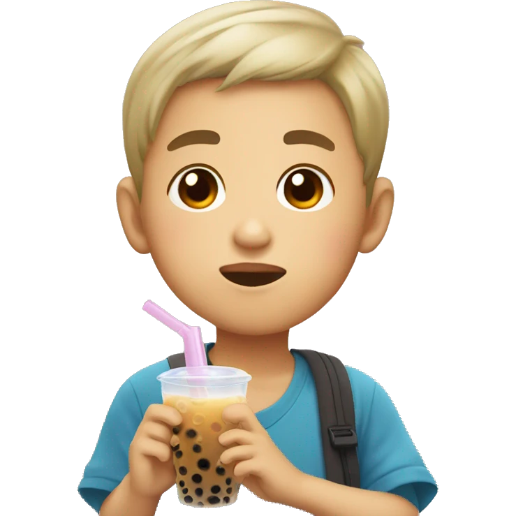 chinese boy drink bubble tea emoji