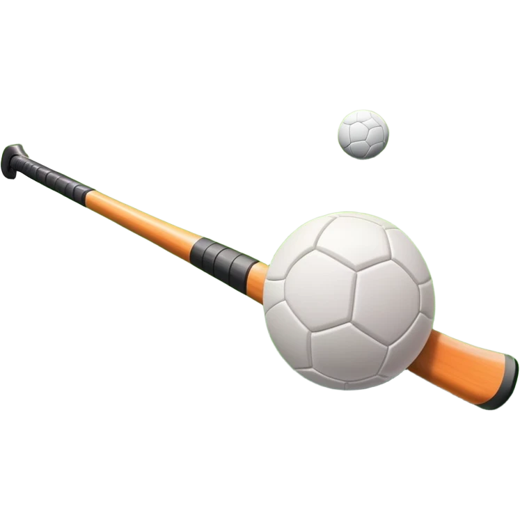 A field hockey stick and ball on a vibrant green grass field, with goalposts and clear field markings in the background. The scene emphasizes the bright, lush grass, highlighting the fast-paced and strategic nature of hockey on a well-maintained pitch. emoji