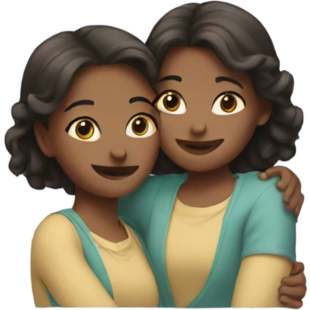 Two sisters hugging each other  emoji