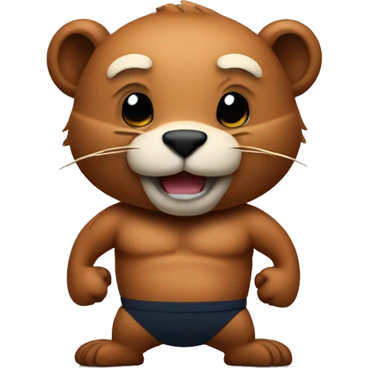 Sports beaver with muscles emoji