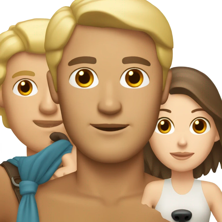 Blonde man and brunette woman with vizsla dog emoji