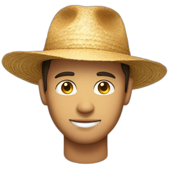 Man with round face and straw hat emoji