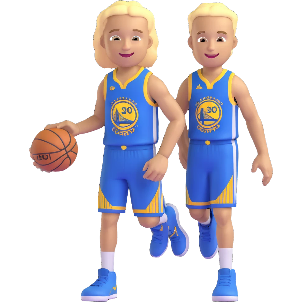 Stephen Curry with blonde hair, no beard, smiling emoji