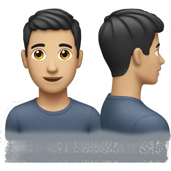 25yo white male with short black hair and hidden identity, skin fade haircut emoji