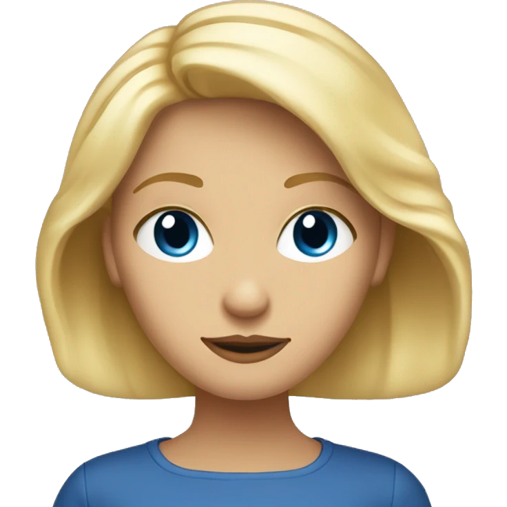 Une fille blonde aux yeux bleus devant son ordinateur emoji