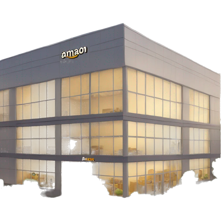 amazon company building with name of the brand (amazon) emoji