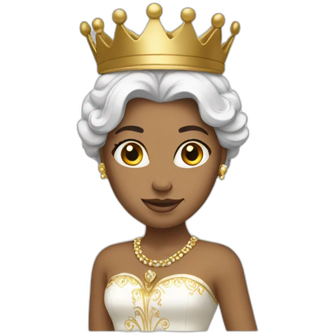 Queen white with gold dress emoji