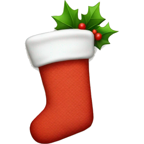 christmas stocking with letter J emoji